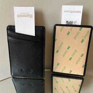 Hammitt Ardmore Leather Sticker Wallet Credit Card Phone Case Black NWT